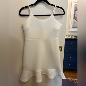 White Spaghetti Strap Ruffle Hem Dress